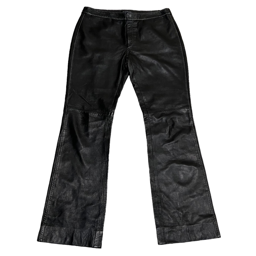 Ralph Lauren Genuine Leather Pants Mid Rise Boot Cut Size Black Size 10